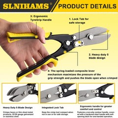 5 Blade Sheet Metal Hand Crimper HVAC Crimping Tool Yellow Handle