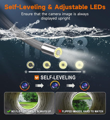 1080P Sewer Camera with Locator, 100ft Cable, 10.1&Prime; Touch-Screen, 12 LEDs
