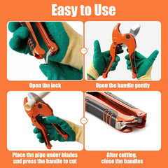 PVC Pipe Cutter, PVC Cutter Cuts PVC/CPVC/PP/PEX/PE Pipe Up to 1-1/4&rdquo;, One-hand