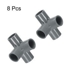 8pcs Tee Fitting 1/2&Prime; 4 Ways Connector Build Grade Pipe Coupling, Grey
