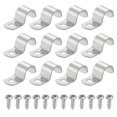 12Pcs 14mm(9/16&Prime;) One Hole Rigid Pipe Strap with Screws, Silver