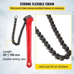 Heavy Duty Chain Wrench, 36 Inch Pipe Tool, 4.5 to 7.5 Inch Capacity