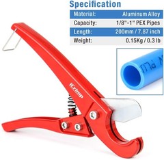 Angle PEX Crimp Tool 1/2 3/4 with Cutter Go No Go