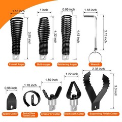 8-Piece Drain Snake Auger Set for 50FT-100FT Machines, Fits 5/16&Prime;-3/4&Prime; Cables