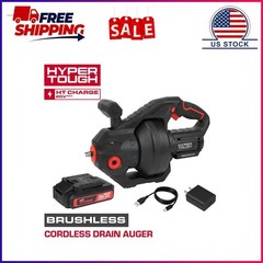 Hyper Tough 20V Brushless Cordless Drain Auger with 2.0Ah Battery