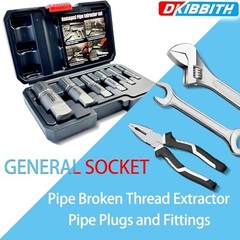 6-Piece Heavy Duty Steel Pipe Extractor Set for Removing Damaged Threads, 1/8&Prime;-1