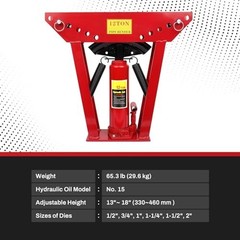 12 Ton Hydraulic Pipe Bender with 6 Dies for Steel Iron Metal Tubing