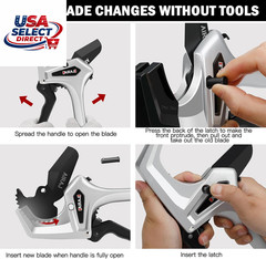 Heavy Duty Ratchet PVC Pipe Cutter Cuts Up to 3 Inches with Spare Blade