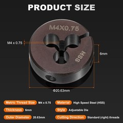 HSS M4 x 0.75 Metric Machine Thread Round Die Right Hand High Speed Steel