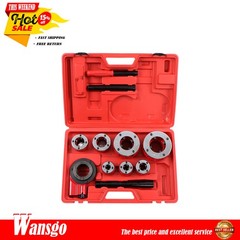 7 Size BSPT Pipe Threader Threader Threading 3/8&Prime; To 2&Prime; Dies Set W/ Handle Pipe