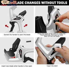 Ratchet PVC Pipe Cutter Heavy Duty Cuts up to 3 Inches PVC Cutter with One-Click