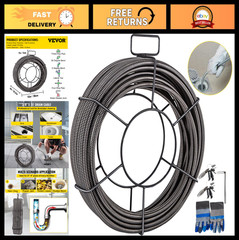 75ft Drain Cleaning Cable 3/8&Prime; Solid Core Sewer Auger Snake with 4 Cutters
