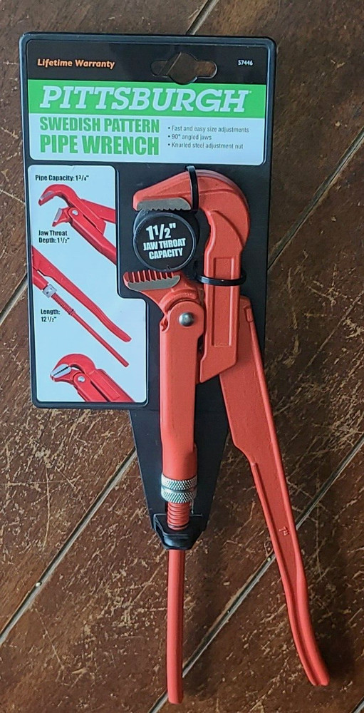 12-1/2&Prime; Swedish Pattern Pipe Wrench -Pipe Capacity 1-3/4&Prime; & Jaw 1-1/2&Prime; &ndash; #57446