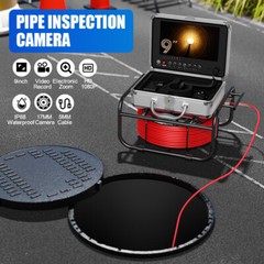 9&Prime; Monitor 50M Pipe Inspection Camera IP68 Drain Sewer Pipeline Video Camera