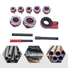 Manual 7 Size Pipe Threader Threading 3/8&Prime; to 2&Prime; Dies Set w/ Handle Ratchet BSPT