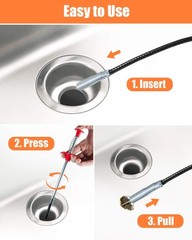 Sink Drain Clog Remover 7pc Hair Snake Tool Kit Flexible Plumbing Cleaner Set