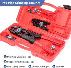 Icrimp Combo Pex Pipe Crimping Tool Kit for 1/2 and 3/4-Inch Copper Ring, Meets