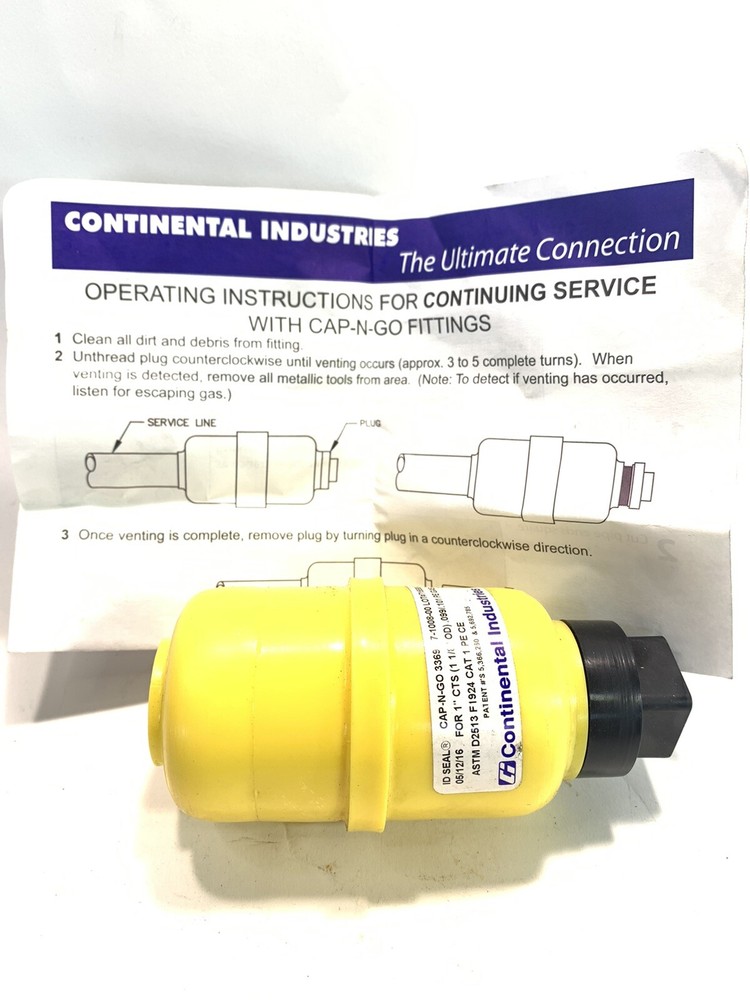 Continental Burndy Cap-N-Go 1&rdquo; CTS ID Seal Stab Fitting For PE Gas 1-1/8&rdquo; OD