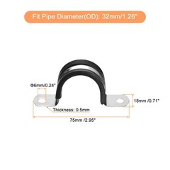 16Pcs 1-1/4&Prime; Cable Clamp U Shape Stainless Steel Rubber Cushioned Pipe Strap
