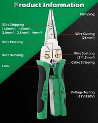 8-in-1 Wire Stripper & Voltage Tester (12V-250V AC/DC), Crimper Cutter for 10-18
