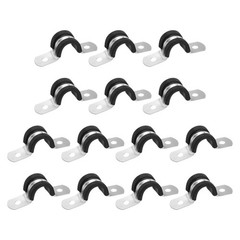 14Pcs 12mm(15/32&Prime;) Stainless Steel Rubber 2 Hole U-Tube Strap Clamp, Black