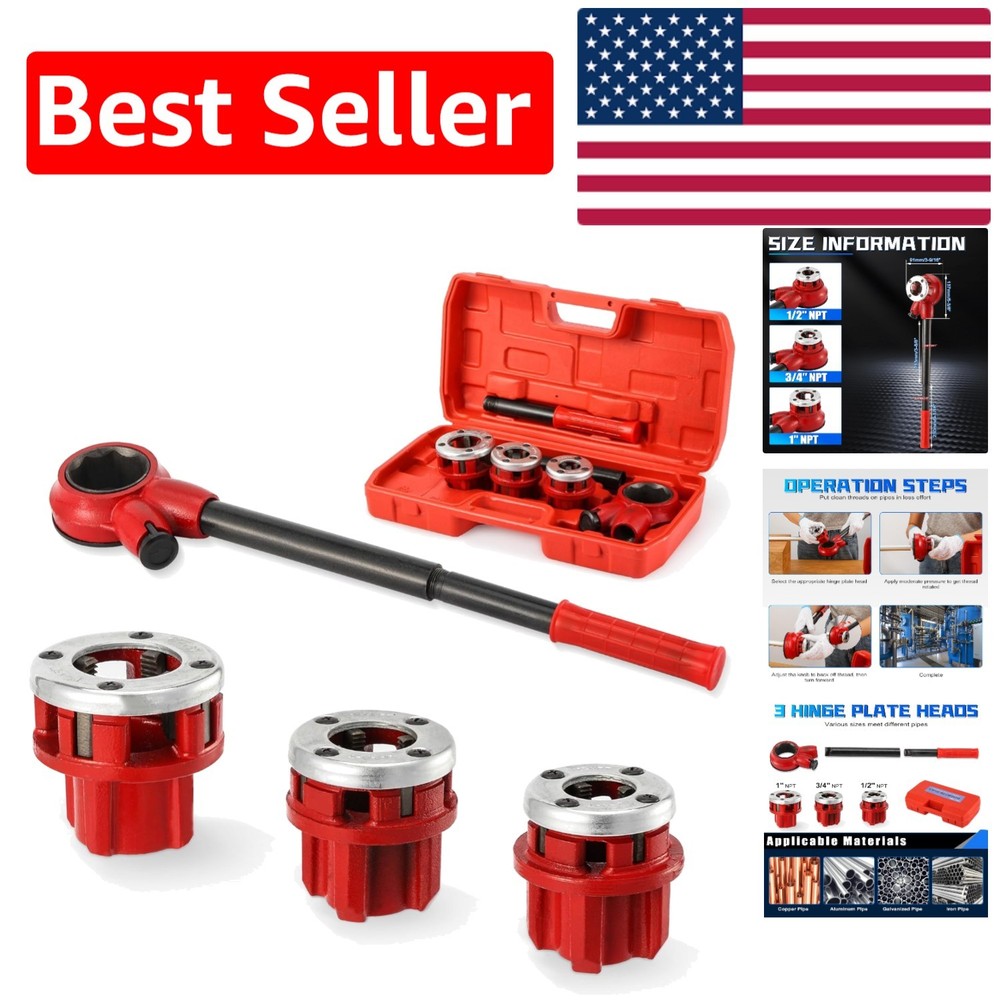 Versatile Manual Ratcheting Pipe Threading Kit for Galvanized & PVC Pipes