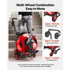 Uimoso Drain Cleaning Machine 100FT x 3/4Inch with Auto Feed and Multiple Wheels