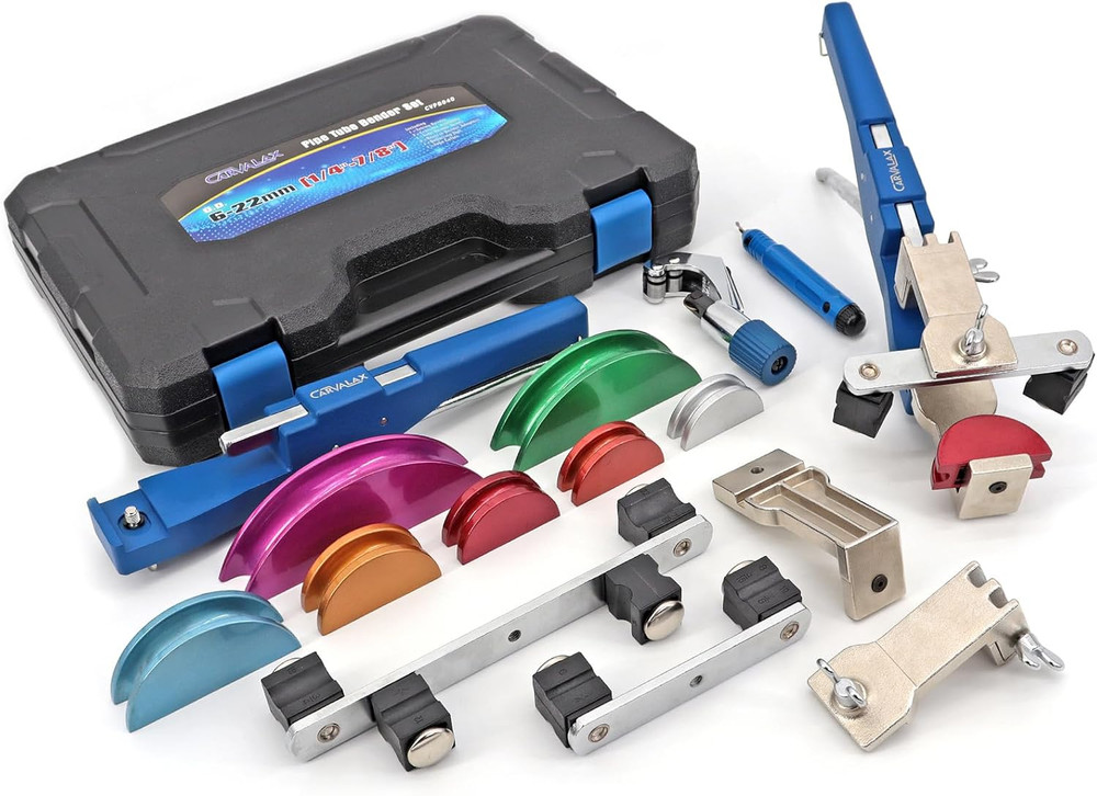 CARVALAX 90&deg; Ratcheting Tube Bender Kit &ndash; 7 Color-Coded Aluminum Heads for 1/4