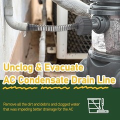 A/C Drain Lines Cleaner Tool: Efficient Vacuum Attachment, 9-Inch Length, Gray