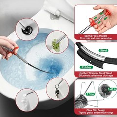 118&Prime; Flexible Grabber Claw Tool Reacher, Drain Snake Hair Drain Clog Tool wit&hellip;
