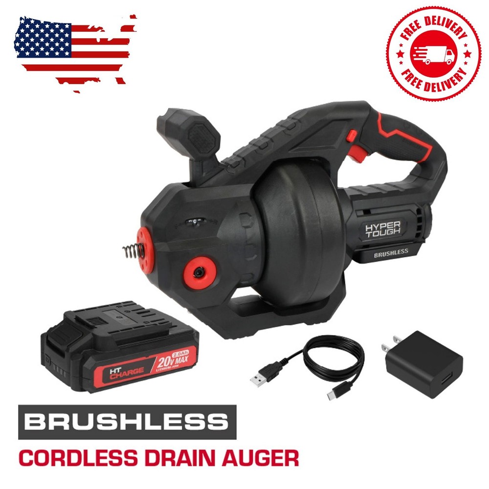 20V Brushless Cordless Drain Auger with 2.0Ah Battery
