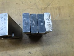 5 used sets of Ridgid NPT universal bolt dies 1/8&Prime;, 1/2&Prime; &ndash; 3/4&Prime;, & 1&Prime; &ndash; 2&Prime;