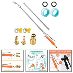 For Adjustable Nozzle Spray Wand 44 Inch Stainless Steel Built In Shut Off Valve