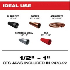 Milwaukee M12 Force Logic Press Tool Kit 2473-22 Copper 1/2&Prime;-1&Prime; Clamp