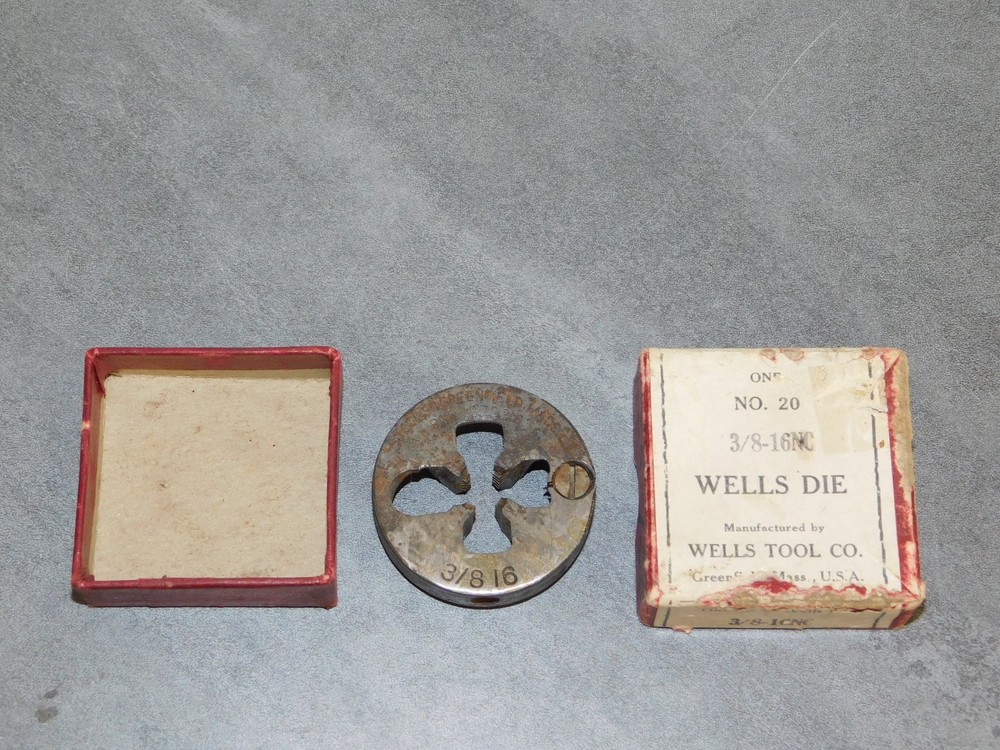 Lot of Vintage Wells Tool Co, Pipe Threading Dies 3/8-16NC