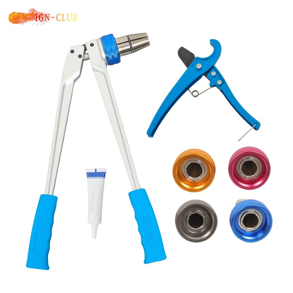 With 3/8 In 1/2 In 3/4 In 1 In PEX Pipe Expander Tool Kit Manual Expansion Heads