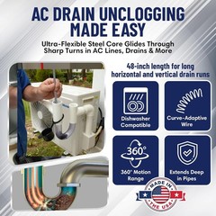 Long Pipe Snake Brush &ndash; Drain & Condensate Line Cleaner