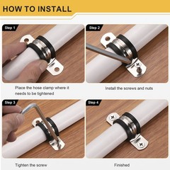 14Pcs 10mm(3/8&Prime;) Stainless Steel Rubber 2 Hole U-Tube Strap Clamp, Black