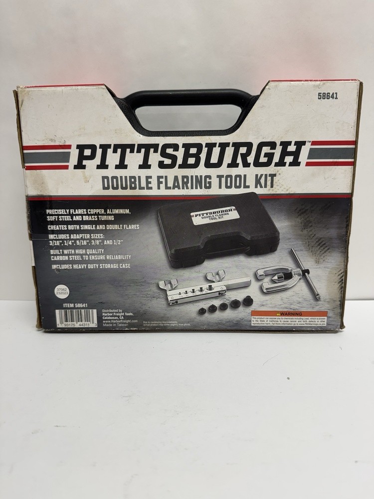 Pittsburgh 58641 Double Flaring Tool Kit Brake Line Tube Flaring Case