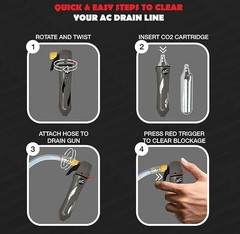 RedRock Gallo Drain Gun with 5 Unthreaded CO2 Cartridges for A/C Condensate L&hellip;