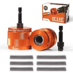 1/2&Prime; & 3/4&Prime; Metal Copper Pipe Cleaner Set,with 1/4 Hex Shank,Each Additional 2PC