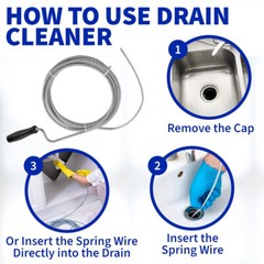 Manual Drain Snake Clog Remover 10-Foot Metal Tool For Sinks Drains Toilets Pipe