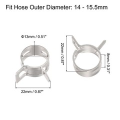 Spring Hose Clamp, 20pcs 65Mn Steel 13mm Low Pressure Air Clip, Nickel Plated