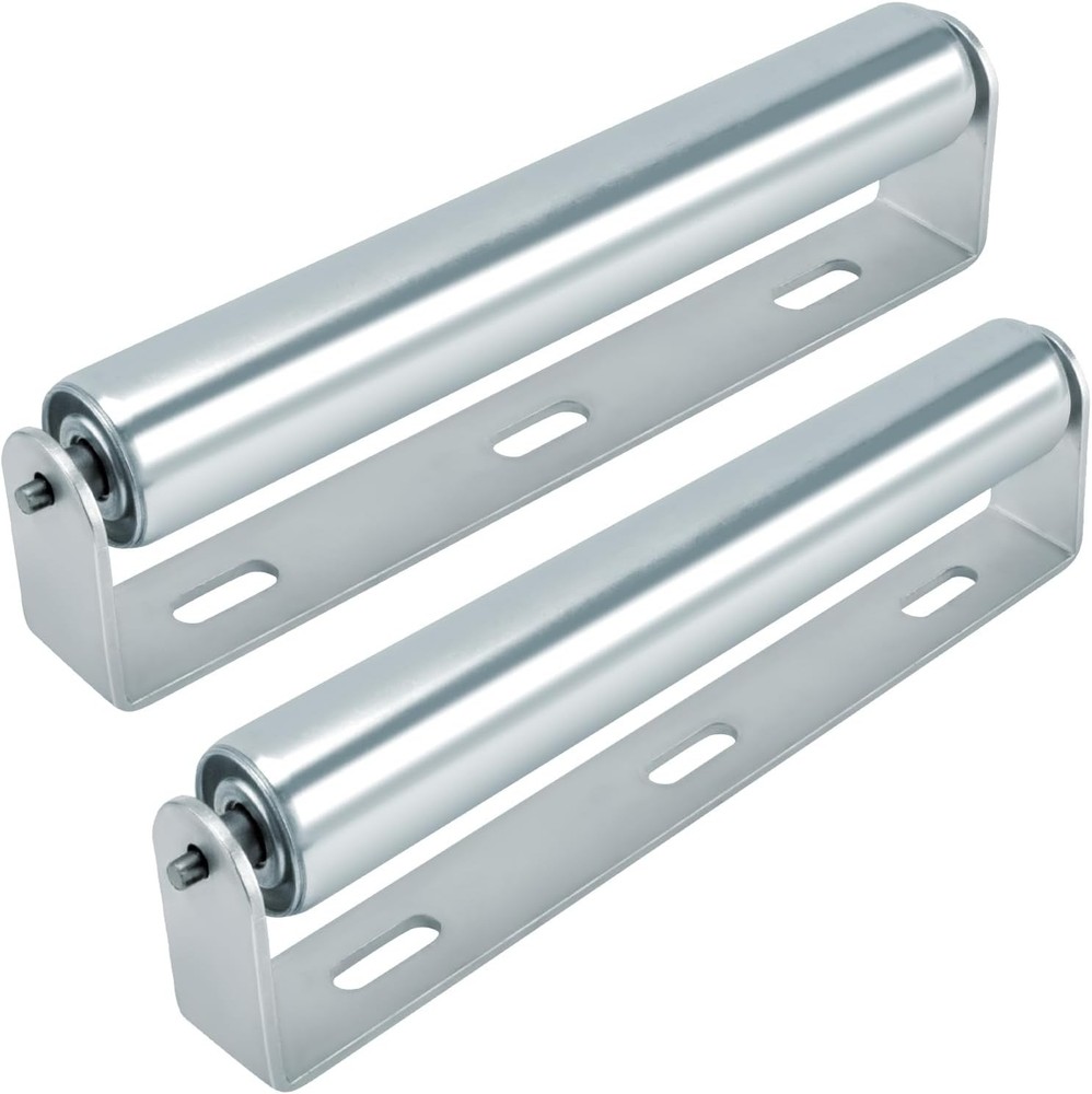 2 Pack Conveyor Long Roller and Bracket Set 10-inch, 1.5-inch Diameter Silver
