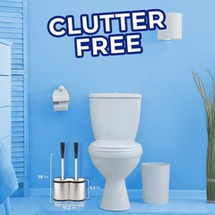 UMIEN Toilet Brush and Plunger Set 18-in &ndash; Updated 2025 1 pack, Satin Nickel