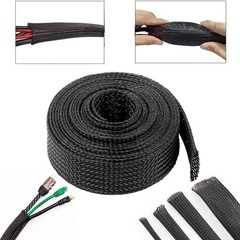 100 FT 1/4&Prime; Black Expandable Wire Cable Sleeving Sheathing Braided Loom Tubing