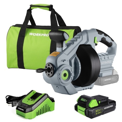 WORKPRO 20V Electric Drain Auger 25Ft Plumbing Snake Drain Hair Cleaning Machine