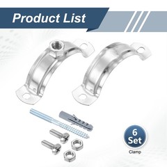 6Pcs2&Prime; (50mm) Adjustable Pipe Bracket Clamps Set (M8)