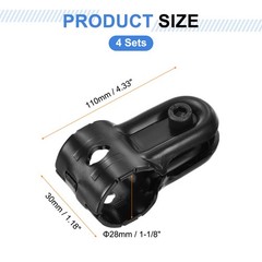 4 Sets Pipe Clamp Connector, 110 x 30mm End Rail Clamps Fit 1.1&Prime; OD, Black