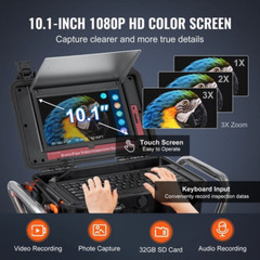 Sewer Camera 328 Ft/100M Self-Leveling Drain Camera with 10.1&Prime; Touchscreen
